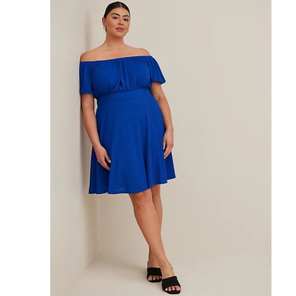Torrid Royal Blue Off-Shoulder Mini Dress